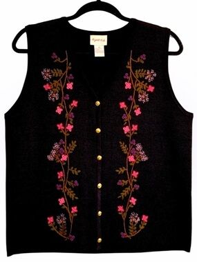 Crystal-Kobe Floral Embroidered Knit Vest